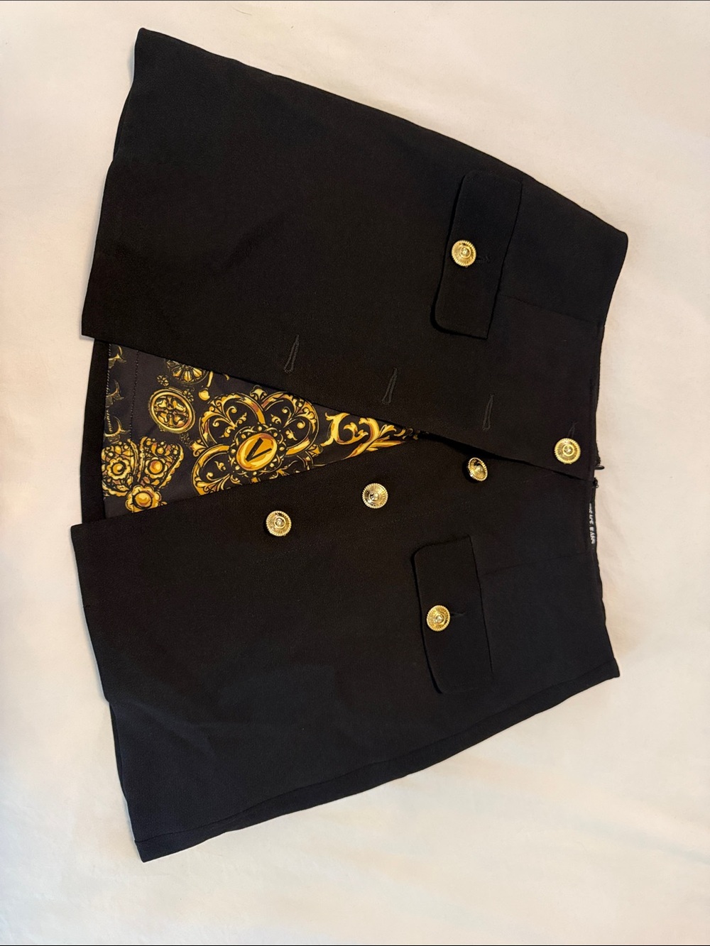 Black Women's Double-Breasted Button Front Skirt Versace Jeans Couture
